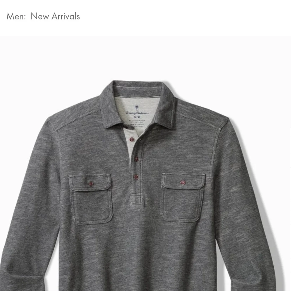 NEW Tommy Bahama Men's Gray Polo Shirt - Picture 4 of 7